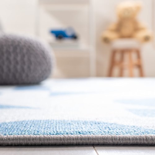 SAFAVIEH Washable Rug Kids Playhouse Collection - 3'3" x 5'3", Grey & Blue, Slip Resistant & Easy to Clean, Ideal for Kids Room, Playroom, Nursery, Boys & Girls Room (KPH222F)