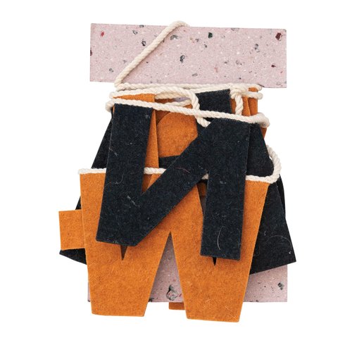 Creative Co-Op 72"L Handmade Wool Felt Banner "Happy Halloween", Orange Color & Black