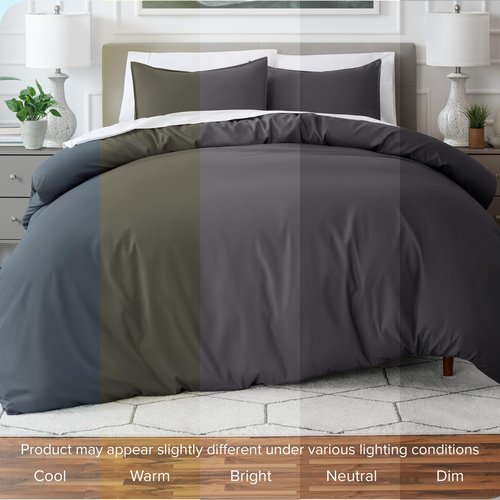 Bare Home Bedding Duvet Cover Queen Size - Premium 1800 Super Soft Collection - Lightweight, Cooling - Soft Breathable Bedding Duvet Cover (Queen, Forged Iron Grey)