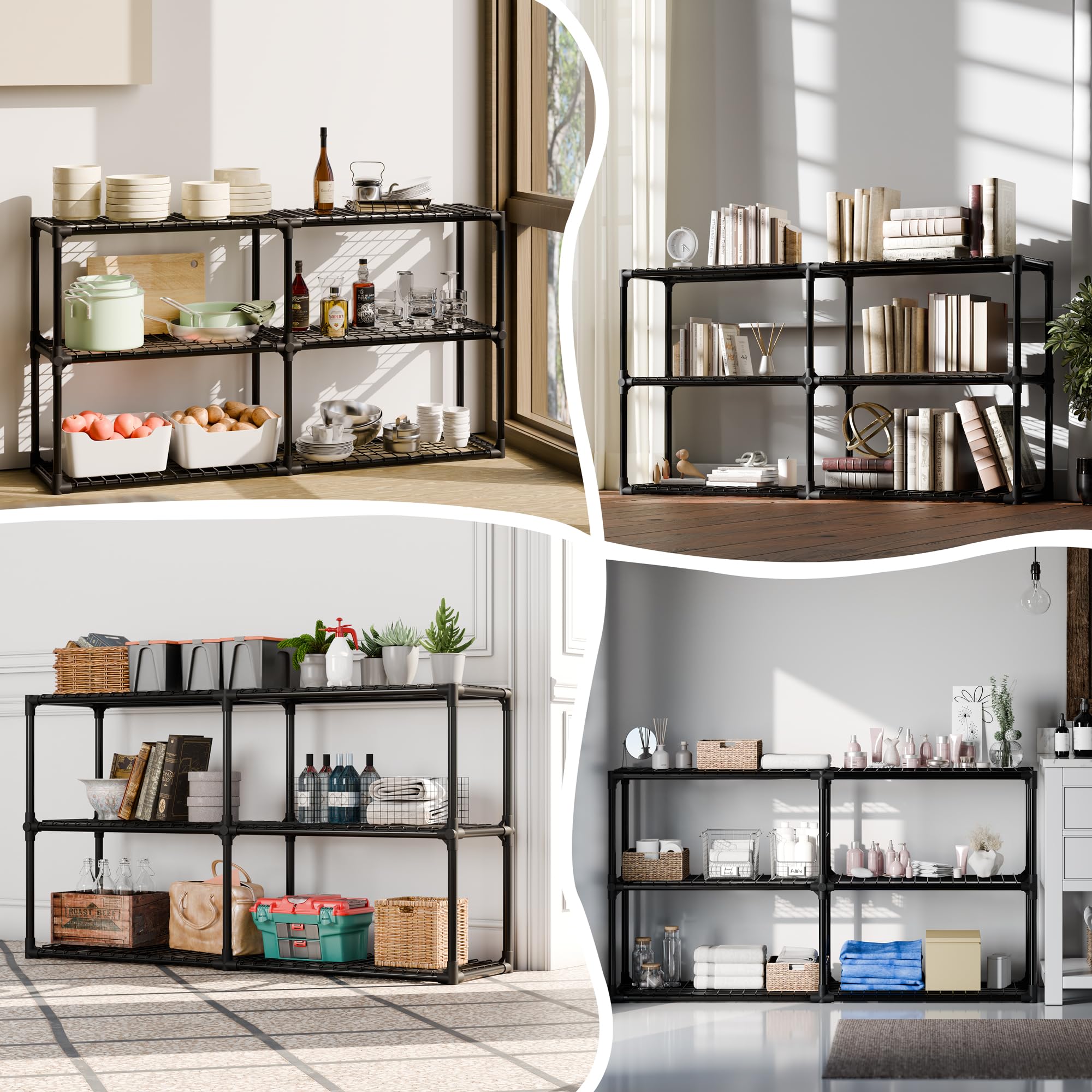 ALTLER 3x2-Shelf Shelving Unit Heavy Duty Standing Storage Shelf Units for Laundry Bathroom Kitchen Pantry Closet