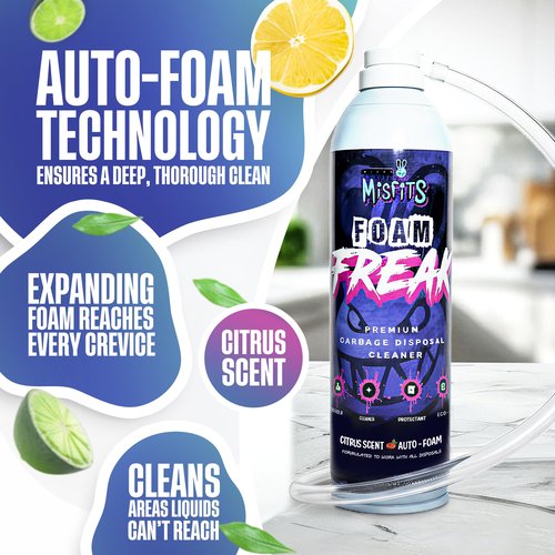 Foaming Garbage Disposal Cleaner with 24-Inch Hose | Deep Reach Drain Cleaner & Deodorizer | Odor Eliminator for Kitchen Drains & Disposals | Heavy-Duty Foaming Action | 1-Year Supply Per Can
