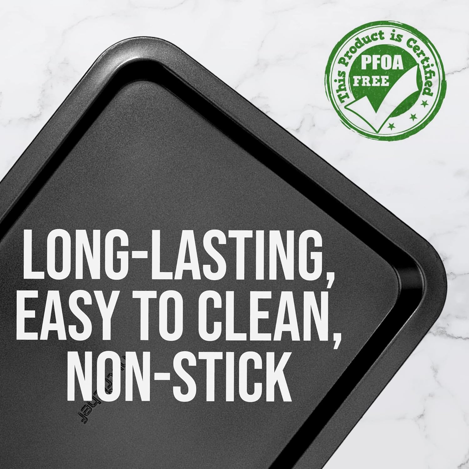 Nutrichef Large Cookie Sheet - Nonstick Gray Silicone Coating | Easy Clean & Durable 17" x 11.5" Oven Pan