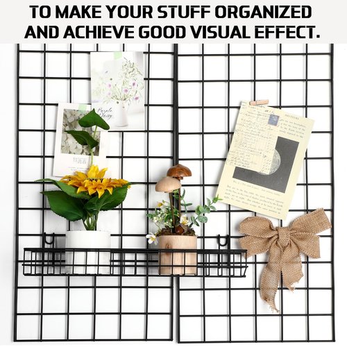Blulu 6 Pcs Black Wire Baskets Hanging Wire Basket with Hooks Black Wall Grid Panel Metal Wall Basket Organizer for Storage Bathroom Plants Kitchen