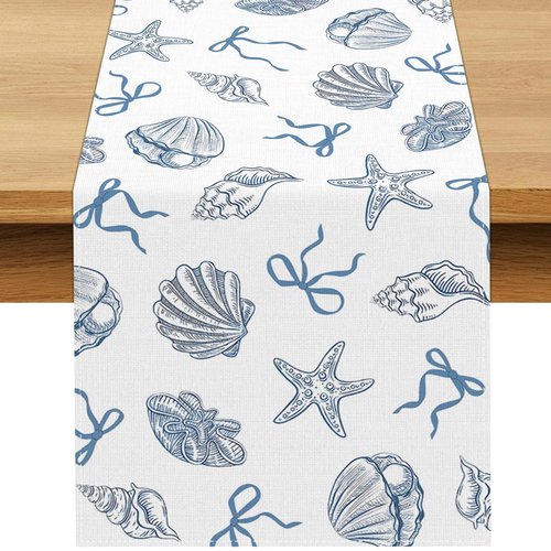 Buxiuer Blue Bow Coastal Table Runner Last Toast on The Coast Bachelorette Party Decorations Summer Nautical Ocean Dining Room Home Kitchen Island Decor (13" x 72")
