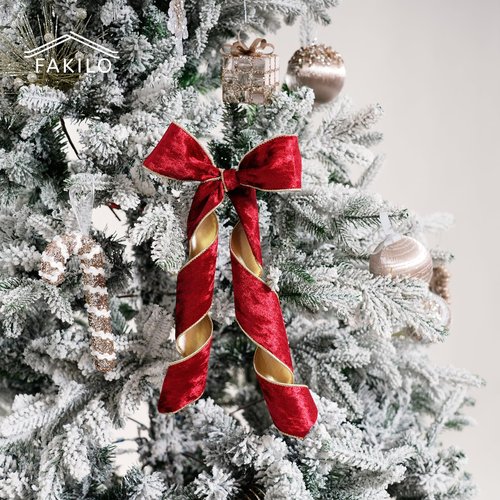 FAKILO Wired Velvet Ribbon 2-1/2 inch, Red Metallic Velvet Wire Ribbon for Wreath, Christmas Tree, Gift Wrapping, Large Bows, Garland, Festival Decor - Continuous 10 Yards/Roll