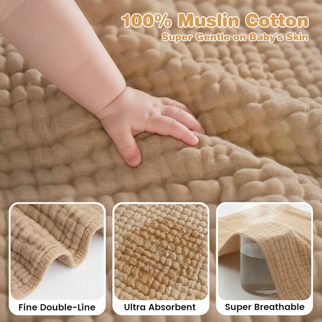 Skiennix Hooded Baby Bath Towels - 100% Muslin Cotton, Soft & Absorbent, 2 Pack, 32x32 Inch