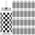 Patelai 24 Pack Race Car Cups 13.5 oz Plastic Tumbler with Lid and Straw Checkered Flag Party Supplies Clear Black Plaid Cups for Race Car Birthday Sports Themed Party Supplies