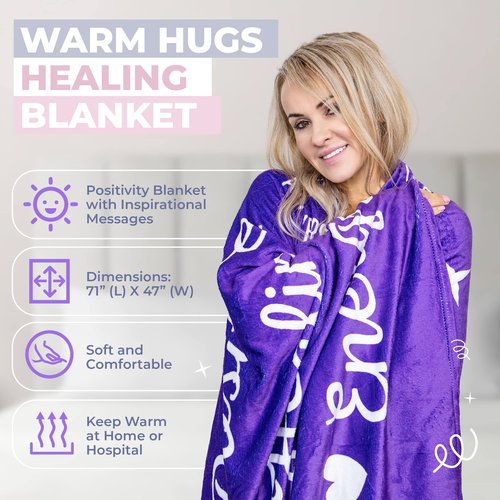 Loving Hue Chemo Care Package, Cancer Care Gifts for Women with Blanket, Socks, Journal, Tumbler (Purple)