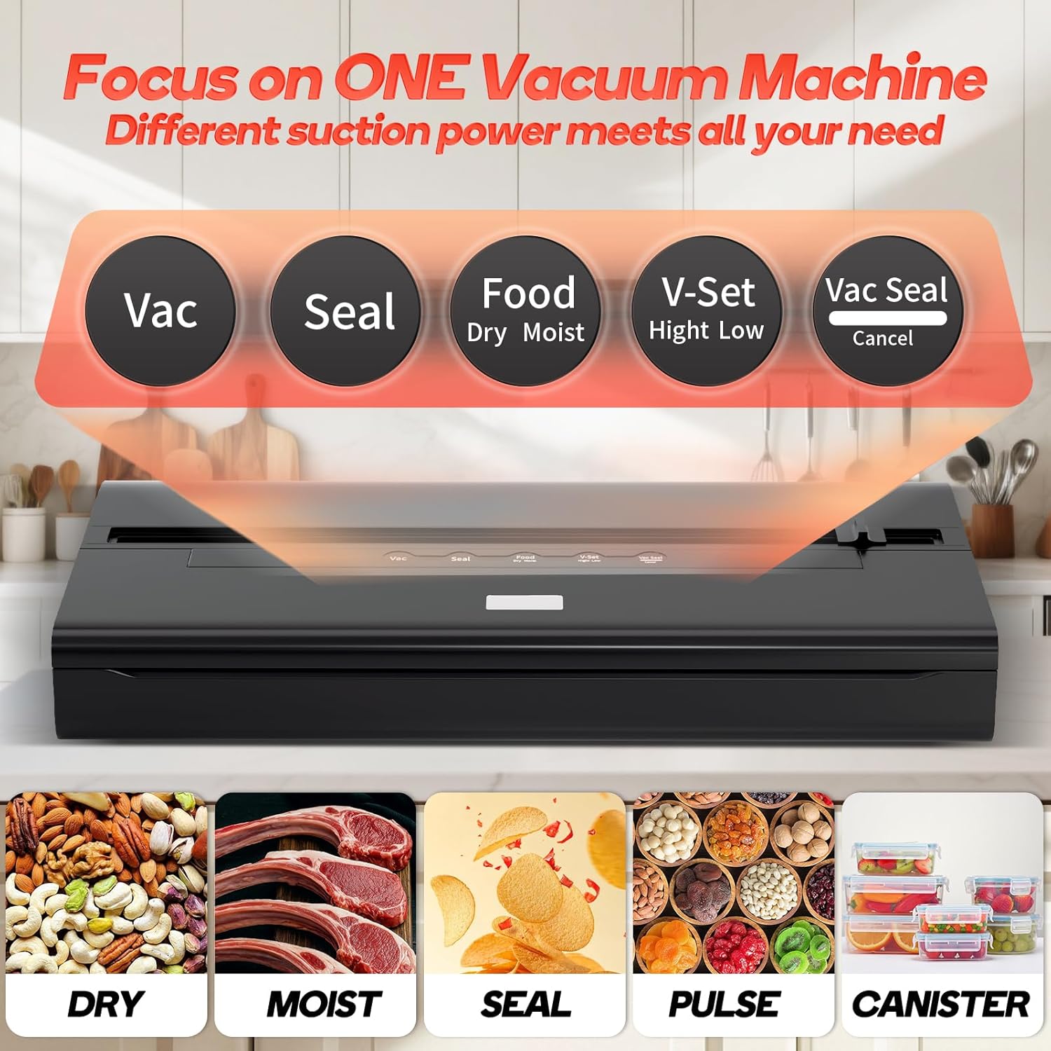 Vacuum Sealer Machine - 85Kpa Food Vacuum Sealer with Built-In Cutter & Storage Bags | Complete Starter Kit