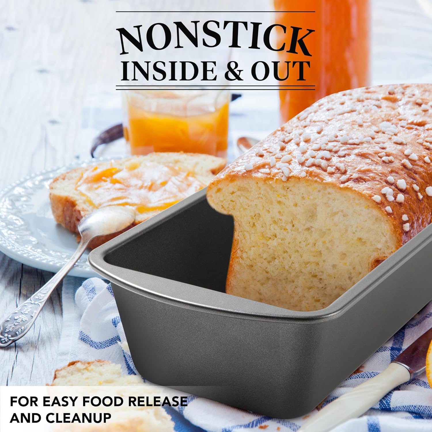 Tiawudi Extra Large Nonstick Bread Pan Set - 13" x 5" Rectangular Loaf Tins for Perfect Baking