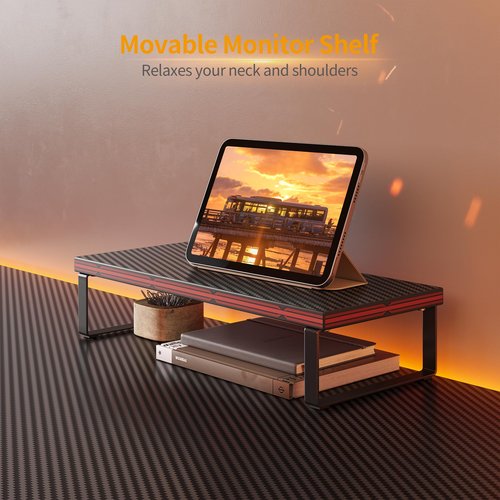 CubiCubi L Shaped Gaming Desk Computer Office Desk with Carbon Fiber Surface, 47 inch Corner Desk with Large Monitor Stand for Home Office Study Writing Workstation, Carbon Fiber Black