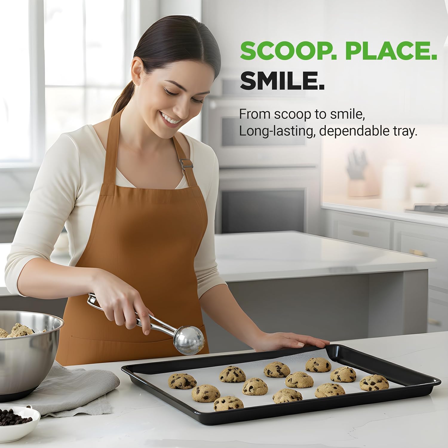 NutriChef Nonstick XL Cookie Sheet - Extra Large 22" x 16" Baking Pan for Cookies, Cakes & Pastries - Black