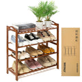 RMXANL 4 Tier Bamboo Shoe Rack, Free Standing Shoes Rack Shoe Shelf Shoe Organizer for Closet, Entryway, Bedroom, Living Room, Front Door, Studio, Bathroom