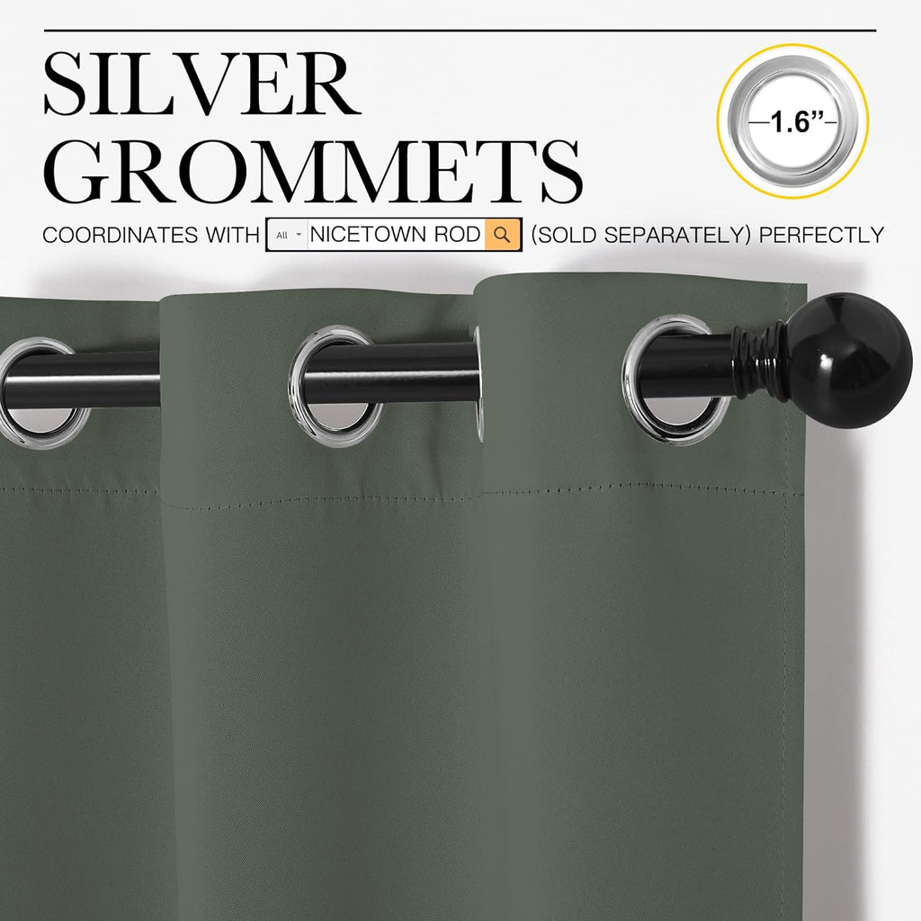 NICETOWN Thermal Insulated Blackout Curtains - Room Darkening Grommet Drapes, Dark Mallard, Set of 2 (55 x 68 Inches)