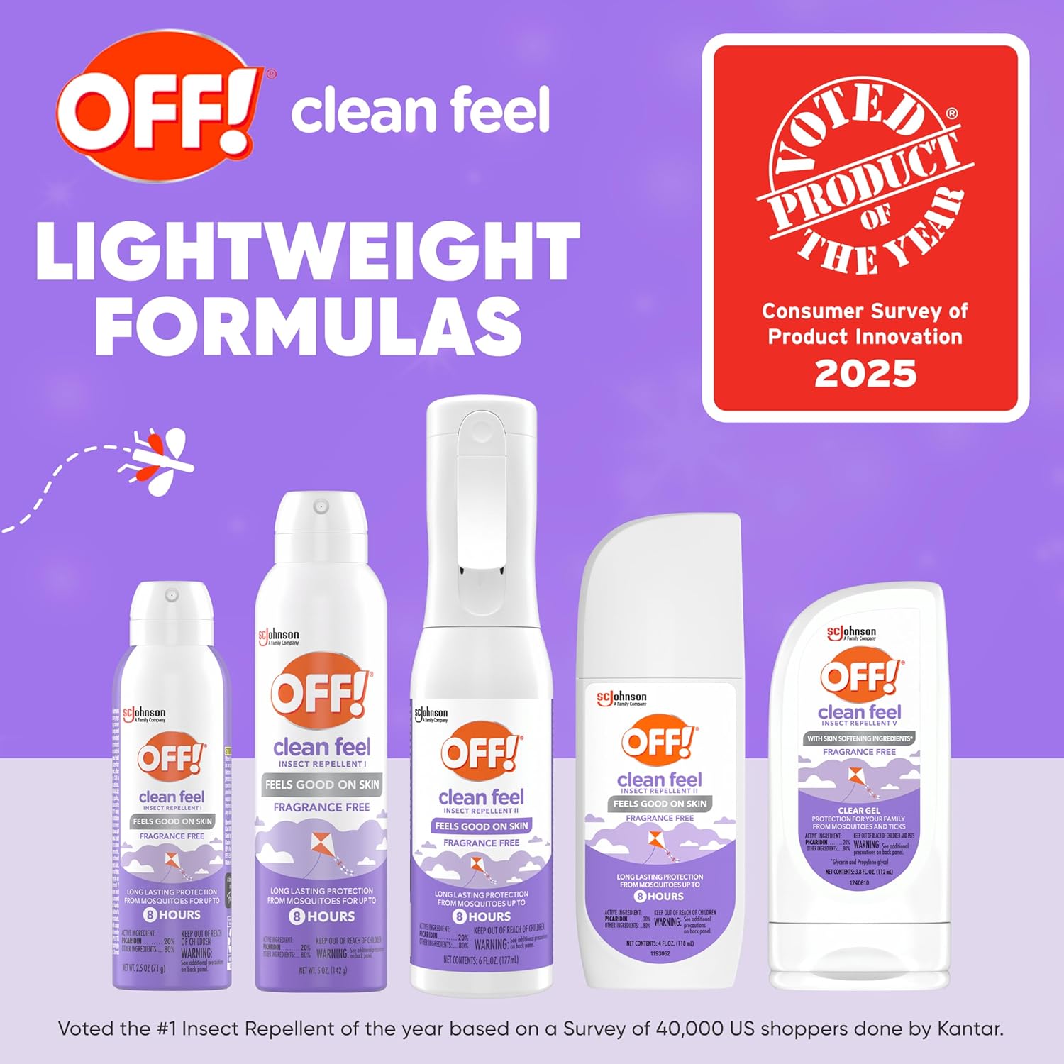 Off! Clean Feel Insect Repellent Spray - Fragrance-Free Picaridin Formula for Lasting Protection | 6 oz