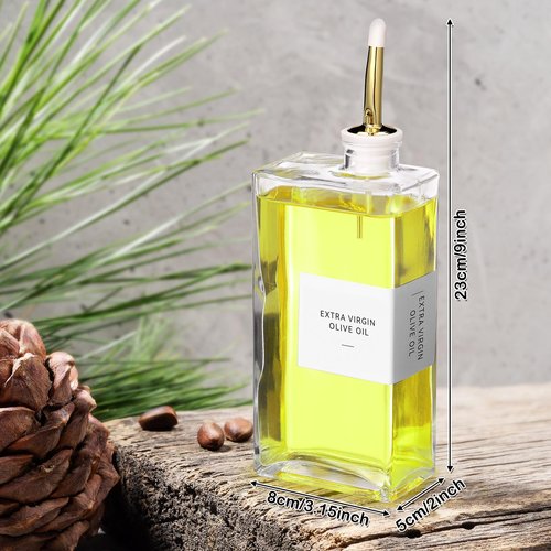 Reallnaive 10 Sets Olive Oil Dispenser Bottles for Kitchen with Nozzles Funnel Labels Cooking Oil Dispenser 500ml Set for Kitchen Vinegar Coffee Syrup (Gold)