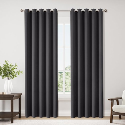 ChrisDowa Blackout Curtains - Extra Wide Thermal Insulated Grommet Panels for Bedroom | Dark Grey, 70 x 84 Inch