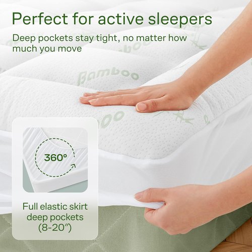 Niagara Sleep Solution Ultra Soft California King Mattress Topper - Bamboo Viscose Pillow Top for Back Pain Relief | Naturally Cooling, Sage