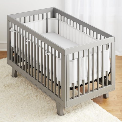BreathableBaby Breathable Mesh Liner - Classic 3mm Mesh for Full-Size Cribs | White, Covers 3 or 4 Sides