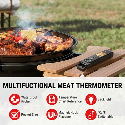 ThermoPro 2-in-1 Instant Read Thermometer for Cooking, Infrared Thermometer Cooking Thermometer with Meat Probe, Non-Contact Laser Meat Thermometer for Griddle Grill Pizza Oven HVAC Pool, Black
