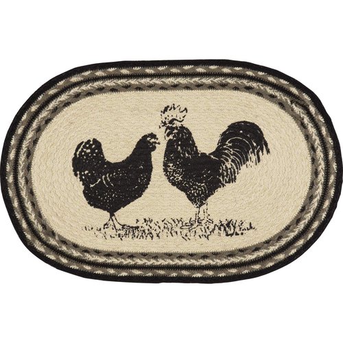 VHC Brands Sawyer Mill Charcoal Table Décor, Placemat Set 12x18, Poultry