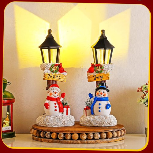 Karenhi Lighted Christmas Snowman Table Decorations - 2 Pack Indoor Centerpieces for Festive Holiday Decor