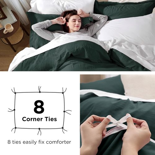 Bedsure Forest Green Duvet Cover Set - Twin/Twin XL, Extra Soft Prewashed Polyester, Includes Zipper Closure & Pillow Sham