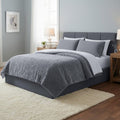 Lavish Home Floral Etched Fleece Blanket with Sherpa-F/Q-Grey