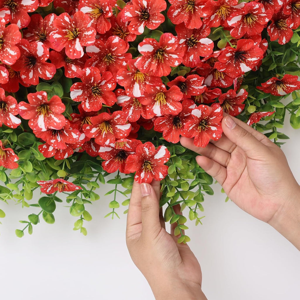 Starry Sky Morning Glory Wreath by 26" - Faux Eucalyptus & Flower Decor for Spring/Summer | Red
