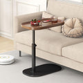 C Shaped Side Table Adjustable Height, 360°Swivel C Shaped End Table, Couch Side Tables That Slide Under, Small Coffee C Table End Table for Sofa/Bed/Bathtub, Rotating Elevate Tabletop (walnut)