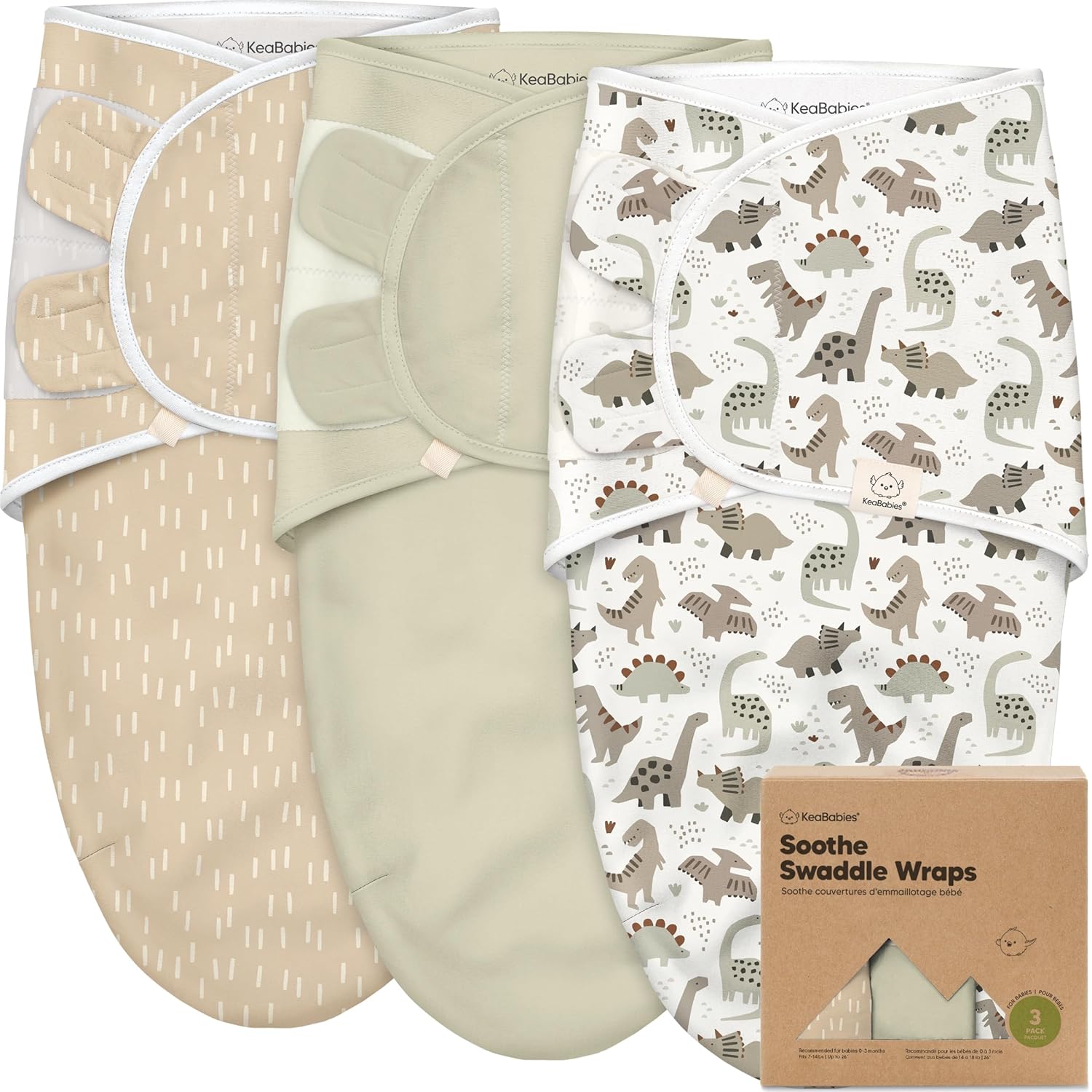 Organic Baby Swaddle Sleep Sacks by 3-Pack | Soft & Snug for Newborns 0-3 Months - Dino Ridge
