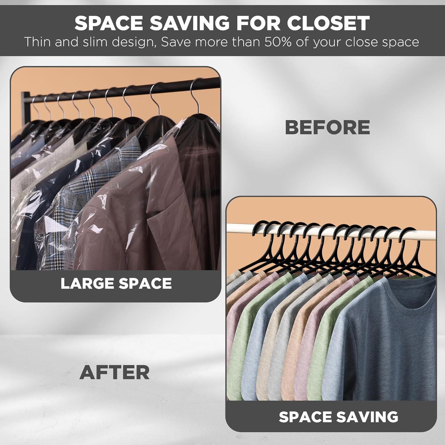 Utopia Home Plastic Hangers - Heavy Duty Non-Slip Hangers for Shirts & Pants | 50 Pack in White