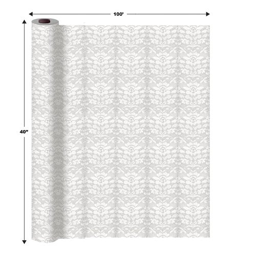 Beistle Masterpiece Plastic Lace Table Roll (white) Party Accessory (1 count) (1/Pkg) ("40""x100'") (50956)