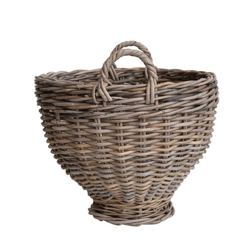 Creative Co-Op Round Woven Rattan Footed Basket Storage, Natural