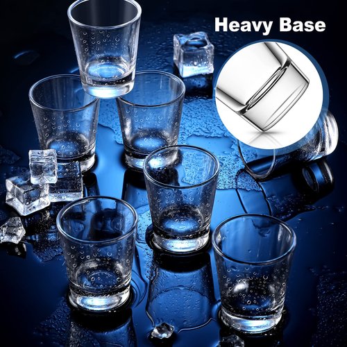 Geosar 100 Pieces Clear Short Shot Glasses Bulk 1.5 oz Mini Round Shot Glasses Heavy Base Small Glass Cups for Wedding Party, Water, Juice, Milk, Coffee, Drinking(Classic Style)