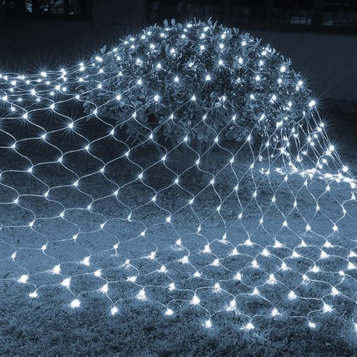 Dazzle Bright 360 LED Net Lights - 12FT x 5FT Waterproof String Lights with 8 Modes | White Christmas Decor