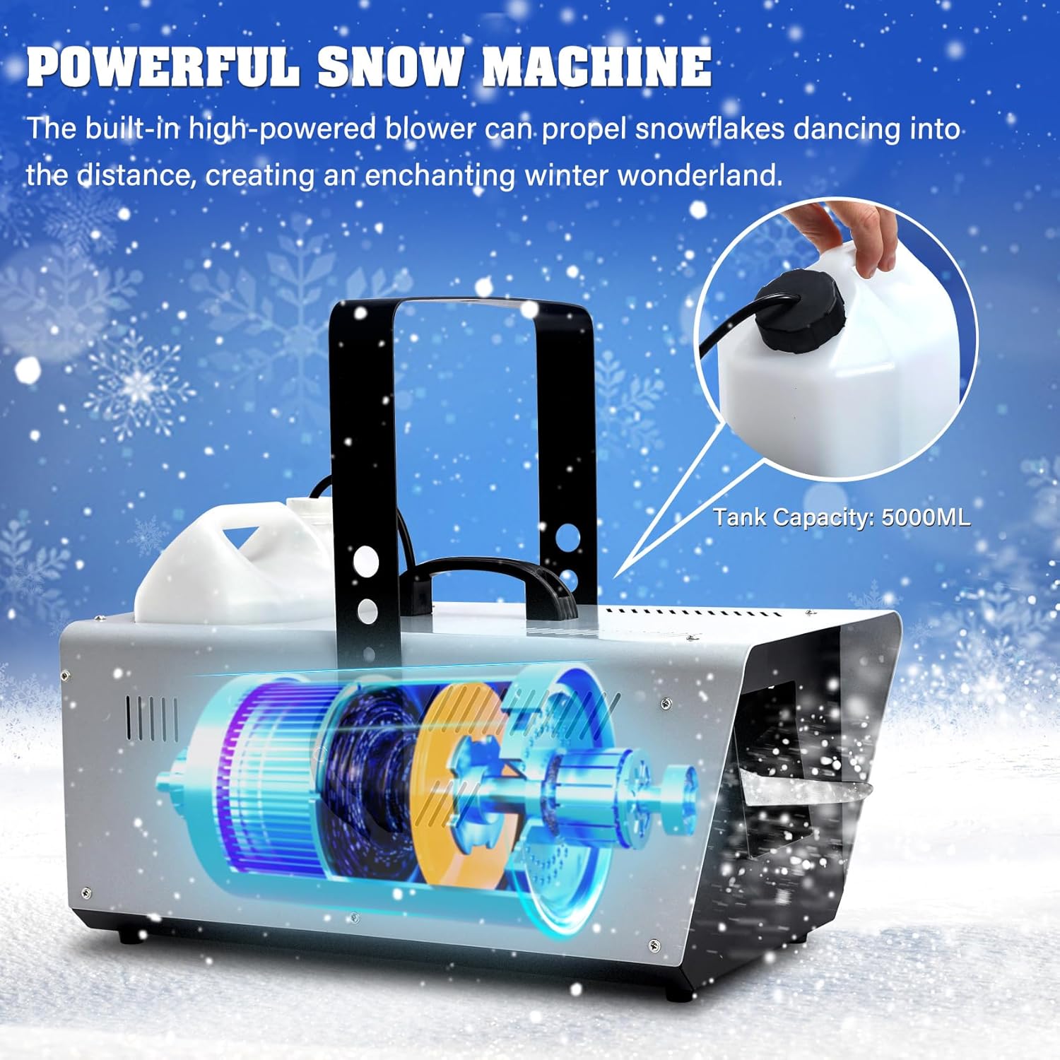 TCFUNDY Snow Machine - 1500W Snowflake Maker for Christmas & Wedding Parties | Wired Remote Control