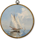 Shiviody Coastal Sailboats Canvas Wall Art - Nautical Ocean Decor for Beach House | 10"x10" Round Print