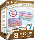 Space Saver Bags - 8 Medium Vacuum Storage Bags for Clothes with Pump Included