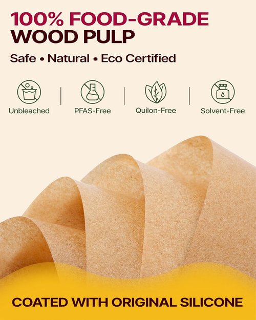 Katbite Parchment Paper - 200 Pcs Unbleached Non-Stick Baking Sheets, 8 x 8 Inch, Oil Resistant & Easy Clean