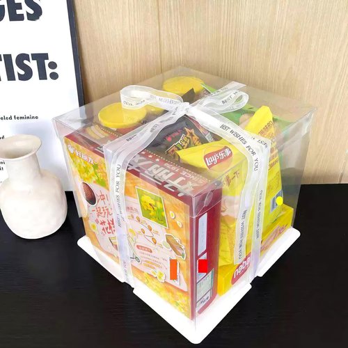 5-Pack 12-Inch Large Square Cake Box (12'x12'x11' inch) | Elegant Clear Display with Silk Ribbon Grand Gift Presentation for Tiered Cakes, Special Occasions, and Weddings