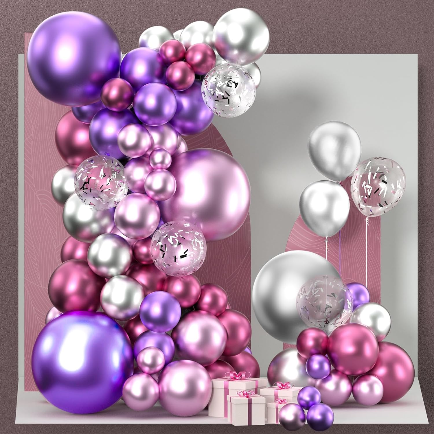 PartyWoo Balloon Garland Kit - 140 Pcs Purple Shades Balloons in Various Sizes for Birthday & Party Decor