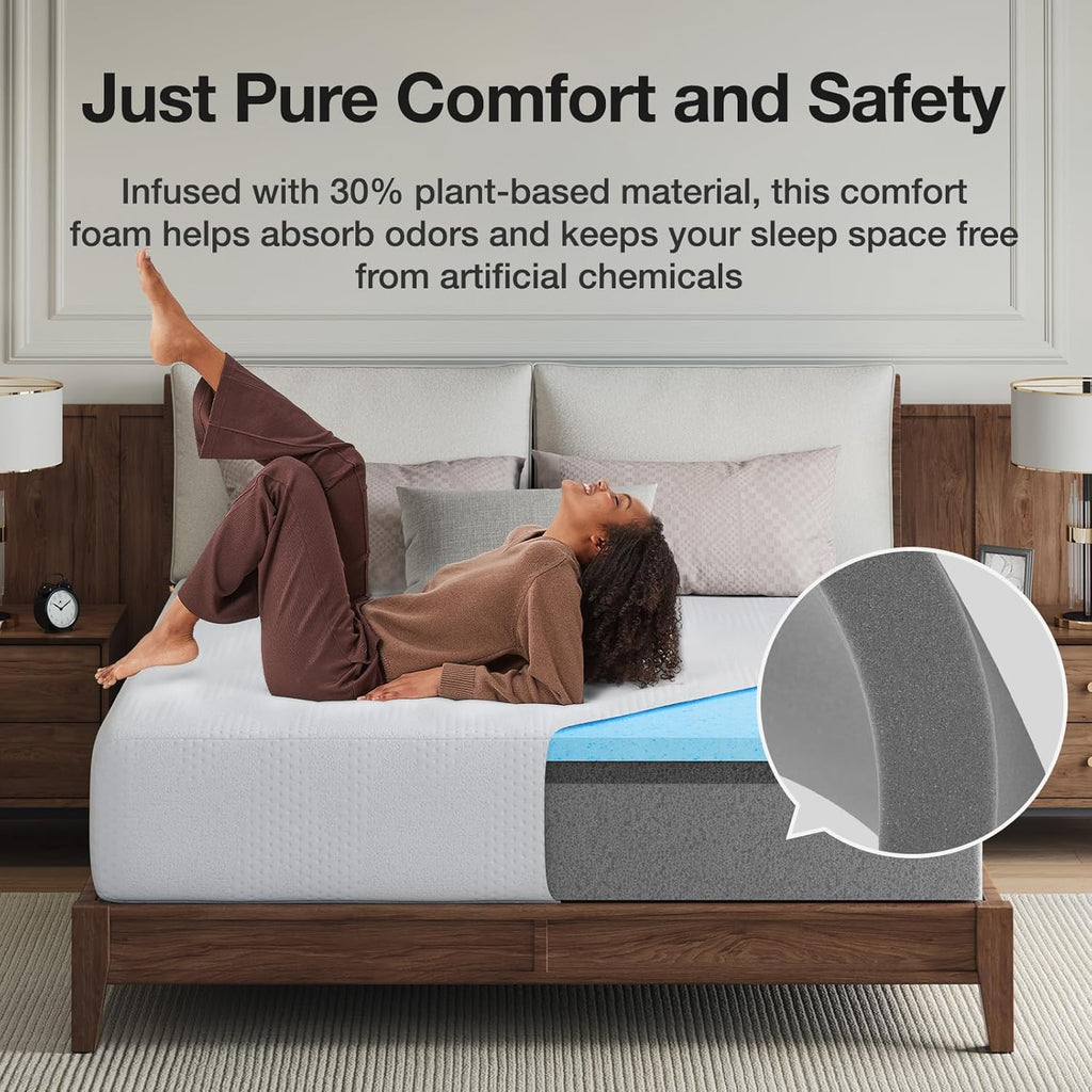 Novilla 14-Inch Full Memory Foam Mattress - Gel Cooling Design for Pressure Relief & Comfort