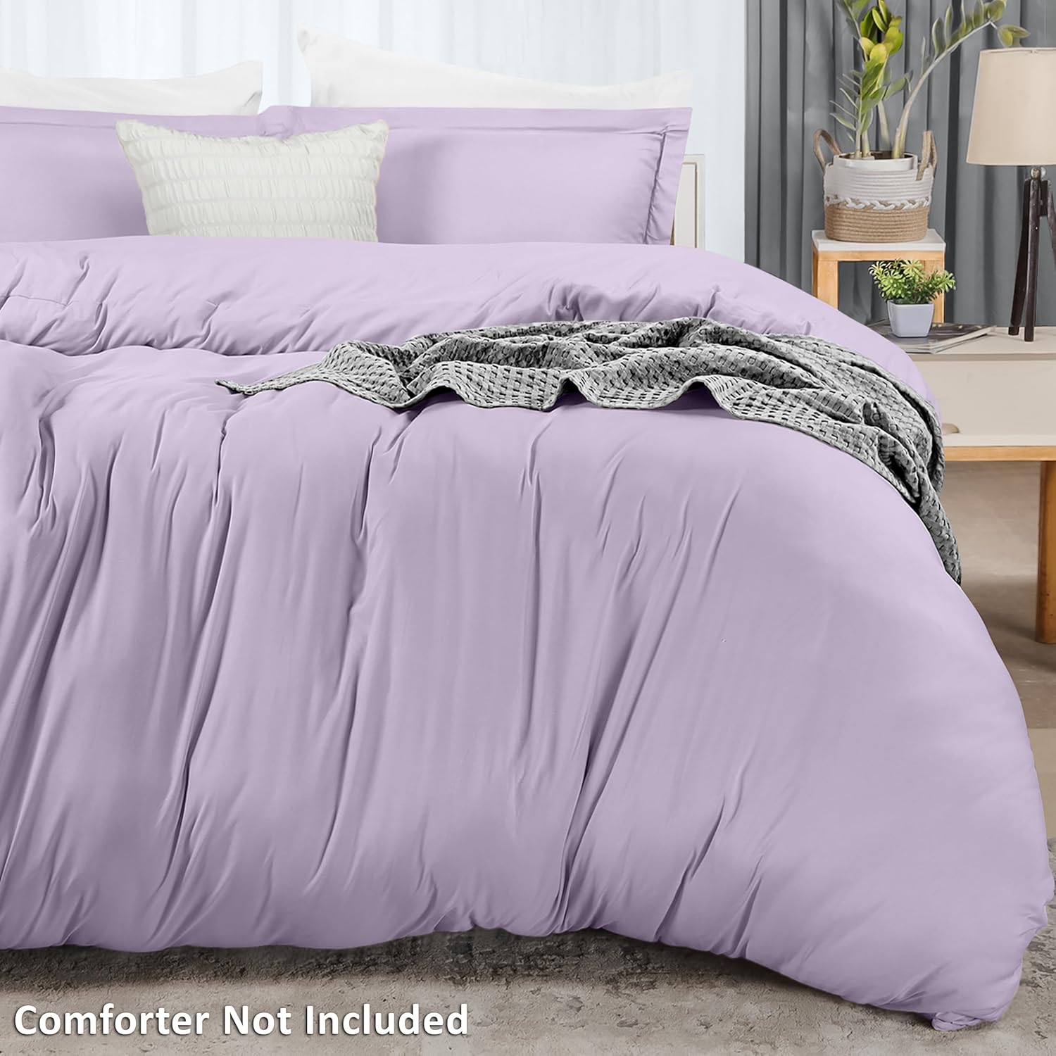 Utopia Bedding Duvet Cover Set - 3 Piece Queen Size with Zipper Closure | Lavender 90x90 Inches & 2 Pillow Shams