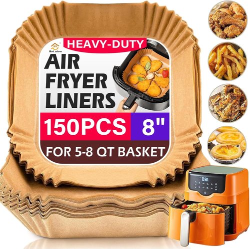 Air Fryer Liners 150 Pcs - 8" Square Non-Stick Parchment Paper for Baking & Roasting