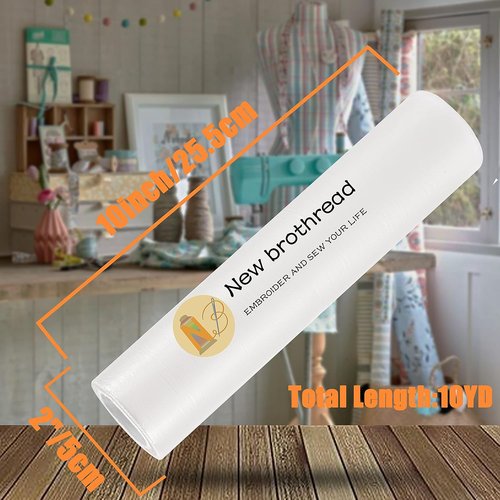 Brothread Light Weight Clear Wash Away | Water Soluble Embroidery Topping Film - 10" x 10 Yd Roll for Versatile Use