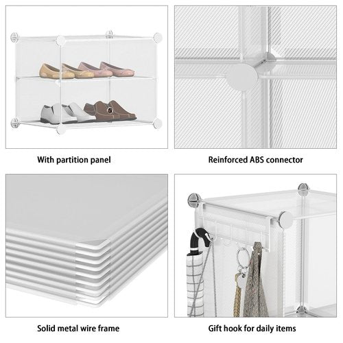 AWTATOS Closet Organizer 8 Cube Storage Shelves Clothes Organizers Closet Storage Stackable Cubby Shelving for Closet Bedroom Living Room Office, Transparent Twill