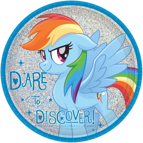 amscan My Little Pony Friendship Adventures Assorted Prismatic Round Paper Plates - 7" - Multicolor - Pack of 8
