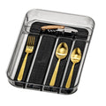 madesmart Premium Small Clear Silverware Tray, 5 Compartment Flatware Organizer for Forks, Knives & Spoons, Non Slip Base, Carbon