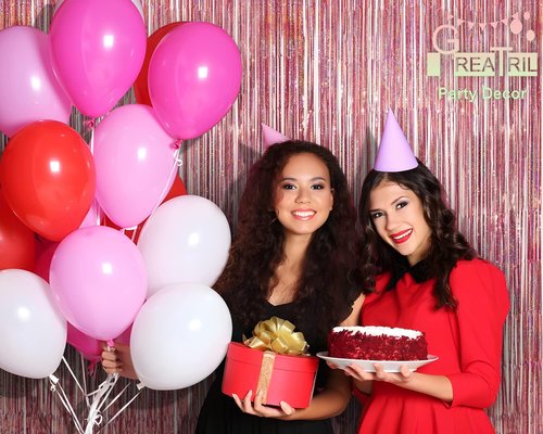 GREATRIL Rose Gold Tinsel Party Backdrop - Foil Fringe Curtain for Birthday Decorations | 1m x 2.5m, Set of 2